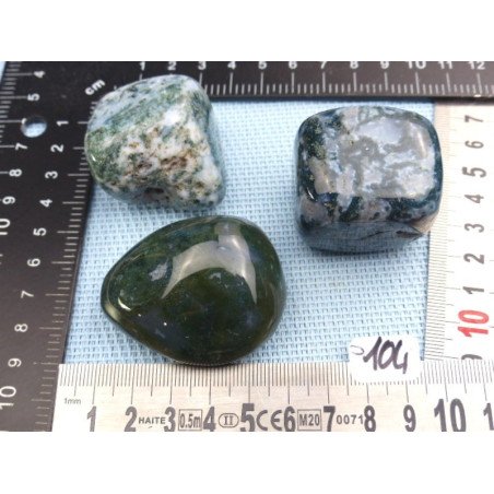 Agate Arborisée Lot de 3 Galets Jumbo Semi Roulés 228g | Minéraux Paubrasil