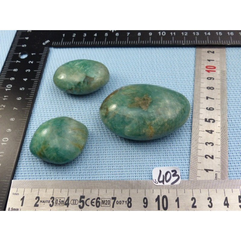 Amazonite Lot de 3 Galets Polis 181g | Minéraux Paubrasil