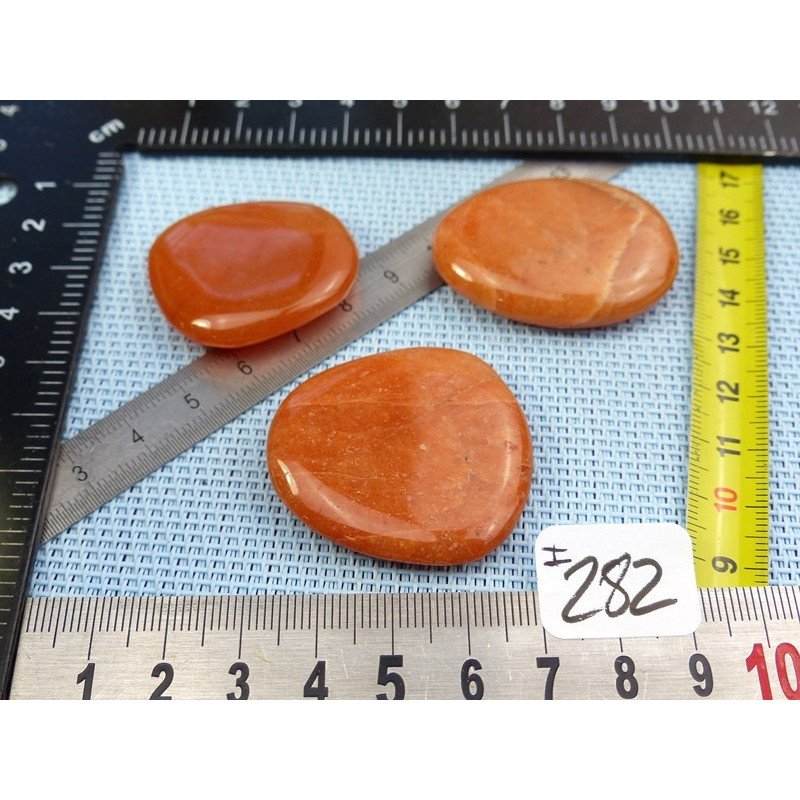Aventurine Orange Lot de 3 Pierres Plates 47gr | Minéraux Paubrasil