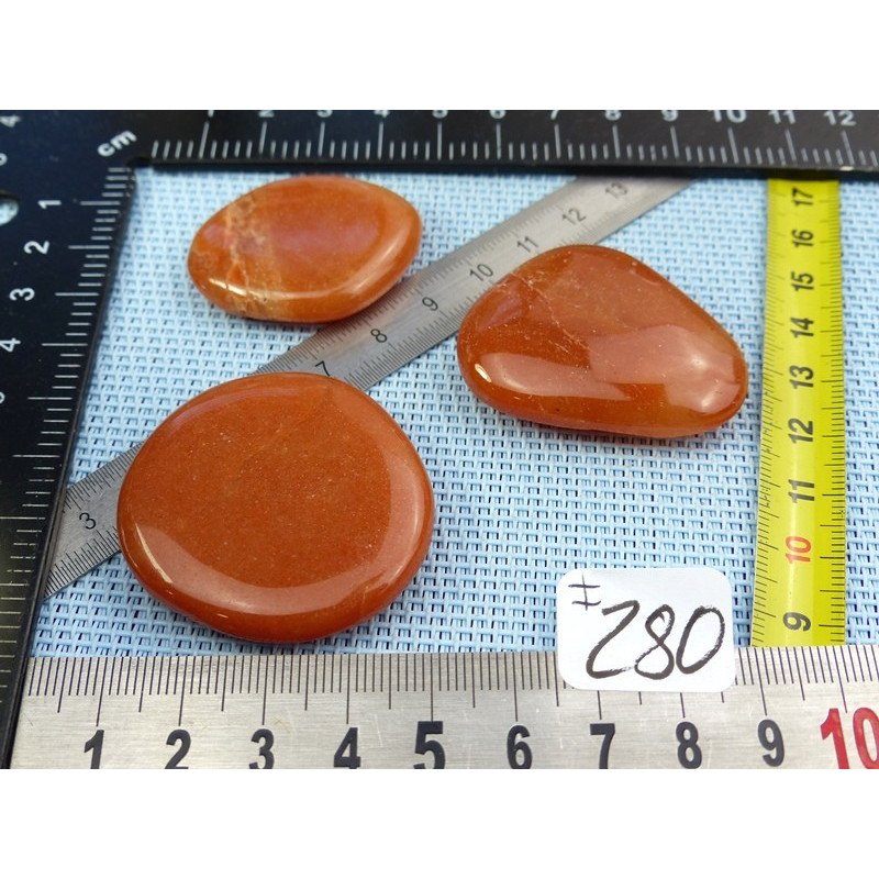 Aventurine Orange Lot de 3 Pierres Plates 62gr | Minéraux Paubrasil