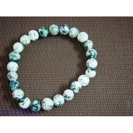 Bracelet Agate arborisée en perles de 8mm