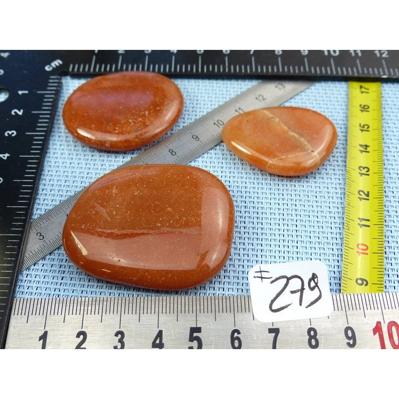 Aventurine Orange Lot de 3 Pierres Plates 70gr | Minéraux Paubrasil
