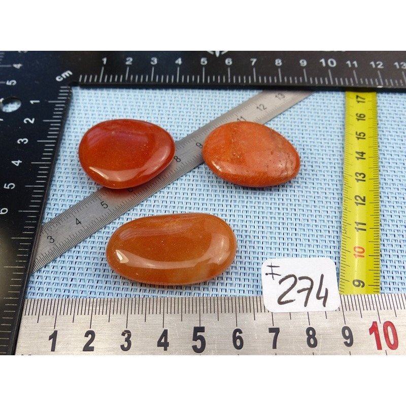 Aventurine Orange Lot de 3 Pierres Plates 40gr | Minéraux Paubrasil