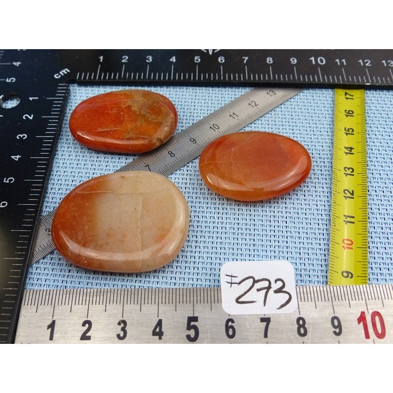 Aventurine Orange Lot de 3 Pierres Plates 52gr | Minéraux Paubrasil