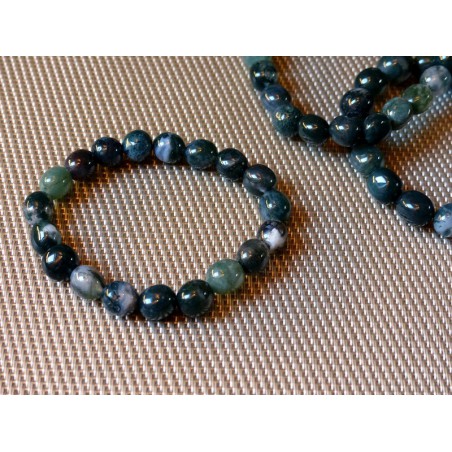 Bracelet Agate Mousse en pierres roulées Bracelet Agate Mousse en pierres roulées