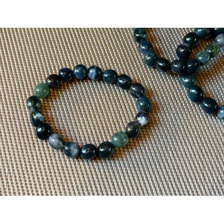 Bracelet Agate Mousse en pierres roulées