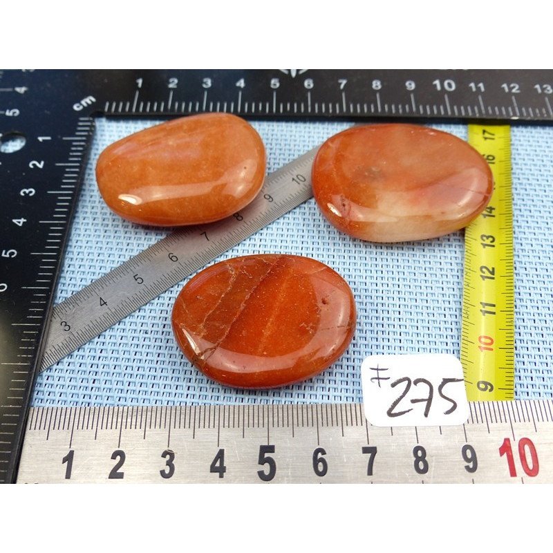 Aventurine Orange Lot de 3 Pierres Plates 86gr | Minéraux Paubrasil