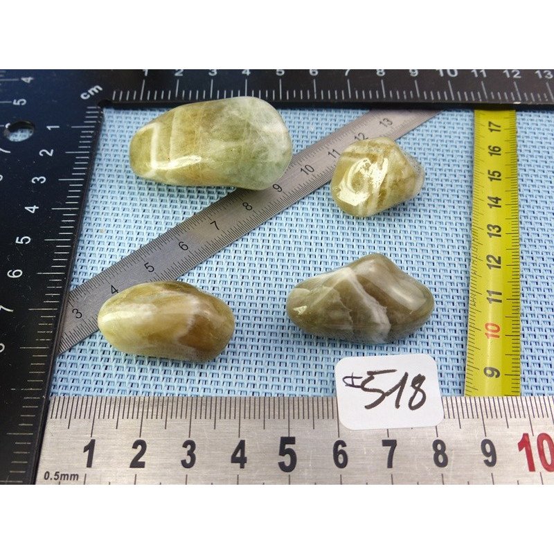 Prasiolite Lot de 4 Pierres Roulées 61g | Minéraux Paubrasil