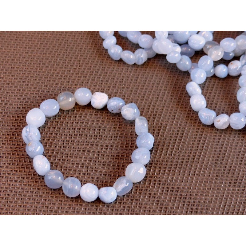 Création perle et bijou GENERIQUE Bracelet Perles Calcédoine bleu