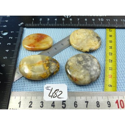 Agate Crazy Lace Lot de 4 Pierres Plates 64g qualité moyenne | Minéraux Paubrasil