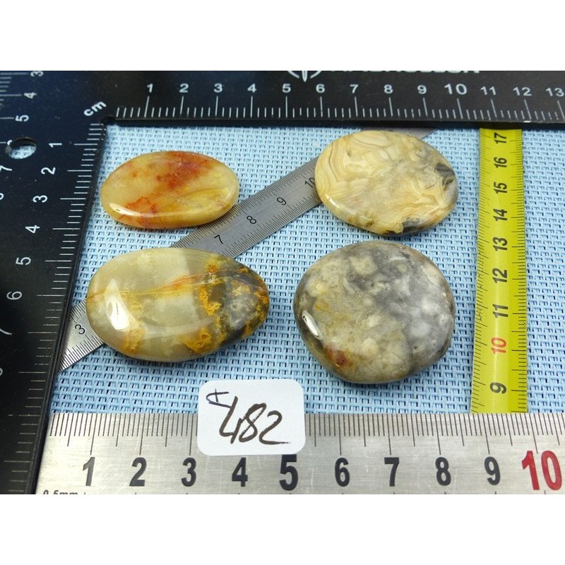 Agate Crazy Lace Lot de 4 Pierres Plates 64g qualité moyenne | Minéraux Paubrasil