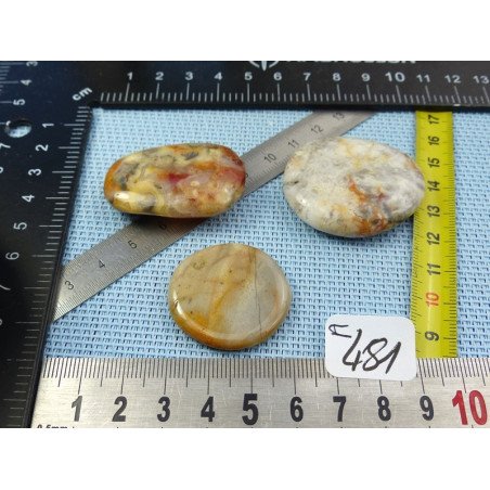 Agate Crazy Lace Lot de 3 Pierres Plates 53g qualité moyenne | Minéraux Paubrasil