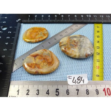 Agate Crazy Lace Lot de 3 Pierres Plates 46g qualité moyenne | Minéraux Paubrasil