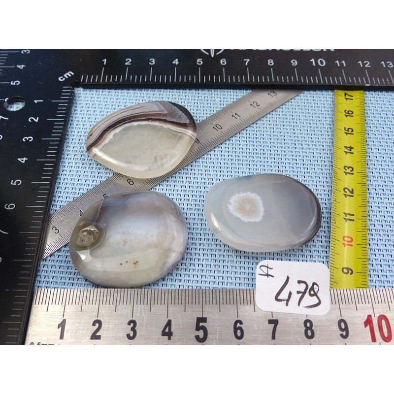 Agate du Botswana Lot de 3 Mini Pierres Plates 46g | Minéraux Paubrasil