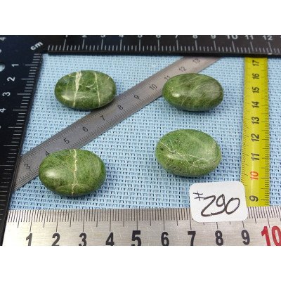 Diopside - Chrome Diospide Lot de 4 Mini Galets Aplatis 50g | Minéraux Paubrasil