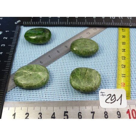 Diopside - Chrome Diospide Lot de 4 Mini Galets Aplatis 48g | Minéraux Paubrasil