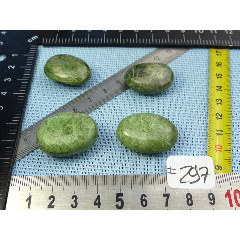 Diopside - Chrome Diospide Lot de 4 Mini Galets Aplatis 56g | Minéraux Paubrasil