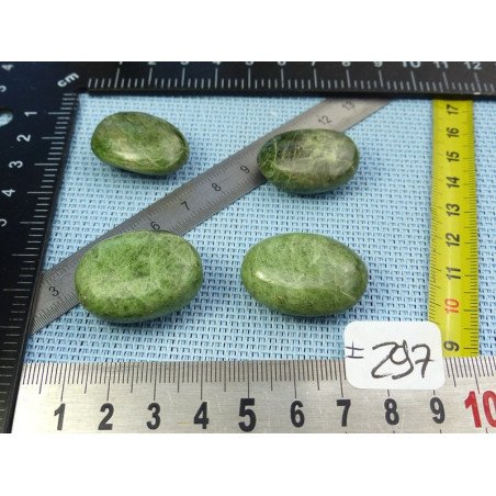Diopside - Chrome Diospide Lot de 4 Mini Galets Aplatis 56g | Minéraux Paubrasil