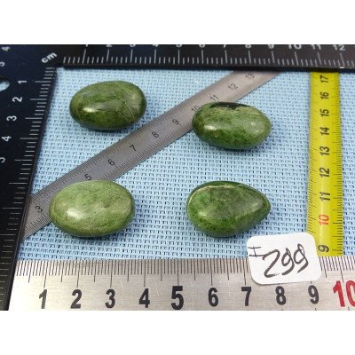 Diopside - Chrome Diospide Lot de 4 Mini Galets Aplatis 51g | Minéraux Paubrasil