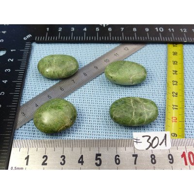 Diopside - Chrome Diospide Lot de 4 Mini Galets Aplatis 47g | Minéraux Paubrasil