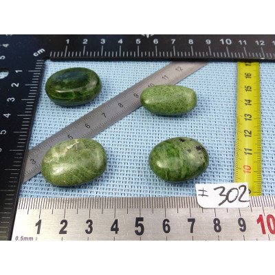 Diopside - Chrome Diospide Lot de 4 Mini Galets Aplatis 49g | Minéraux Paubrasil