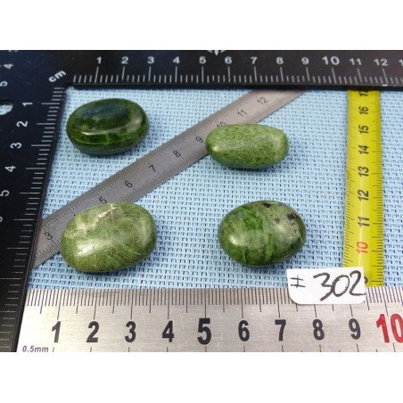 Diopside - Chrome Diospide Lot de 4 Mini Galets Aplatis 49g | Minéraux Paubrasil
