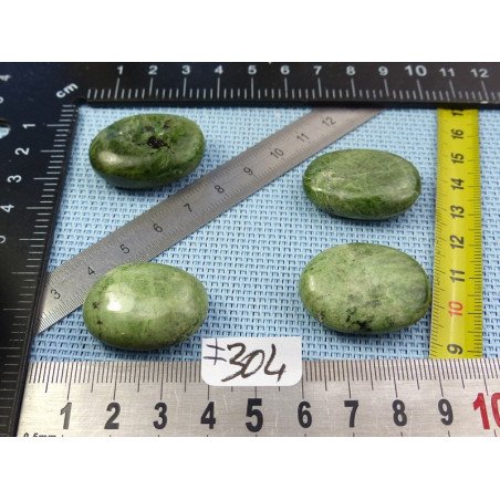 Diopside - Chrome Diospide Lot de 4 Mini Galets Aplatis 57g | Minéraux Paubrasil