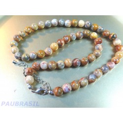 Collier Agate crazy lace en perles de 8mm 45cm environ