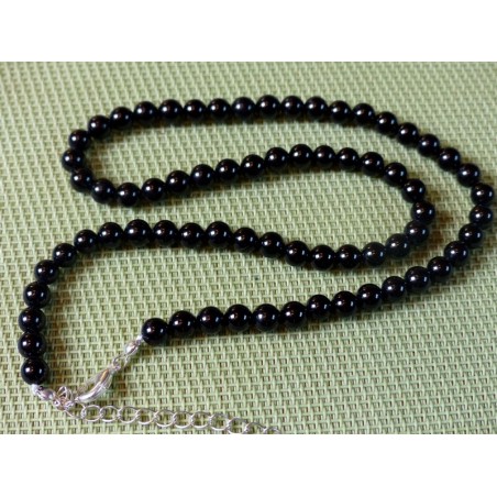 Collier Tourmaline Noire schorl Q Extra en perles de 6mm 43cm environ