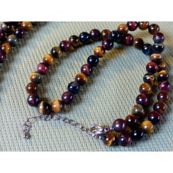 Collier Oeil Tigre - Faucon - Taureau Q Extra en perles de 8mm 40cm environ