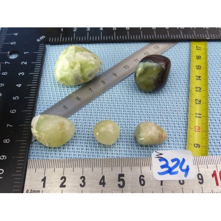 Jade Jaune d'Australie - Prehnite Jaune Lot de 5 Pierres Rou | Minéraux Paubrasil