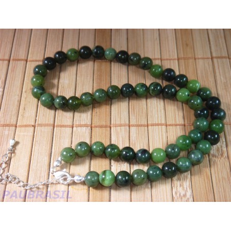 Collier Jade Néphrite en perles de 8mm 42cm environ Collier Jade Néphrite en perles de 8mm 42cm environ