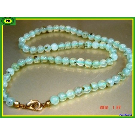 Collier en perle de 6mm en Prehnite épidote de 45cm
