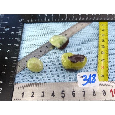 Jade Jaune d'Australie - Prehnite Jaune Lot de 3 Pierres Rou | Minéraux Paubrasil