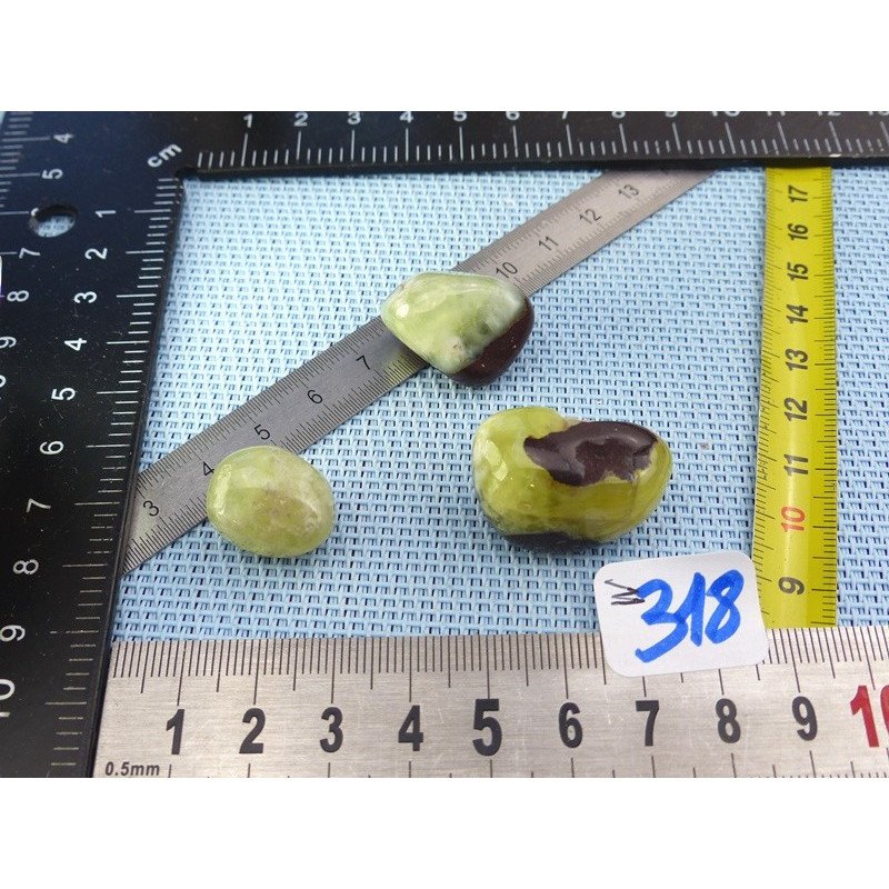 Jade Jaune d'Australie - Prehnite Jaune Lot de 3 Pierres Rou | Minéraux Paubrasil