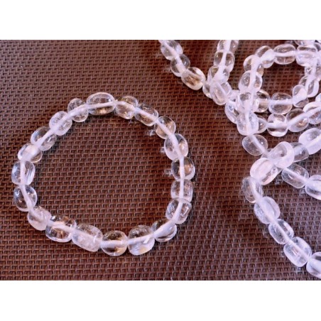 Bracelet Cristal de Roche Q Extra en pierres roulées Bracelet Cristal de Roche Q Extra en pierres roulées