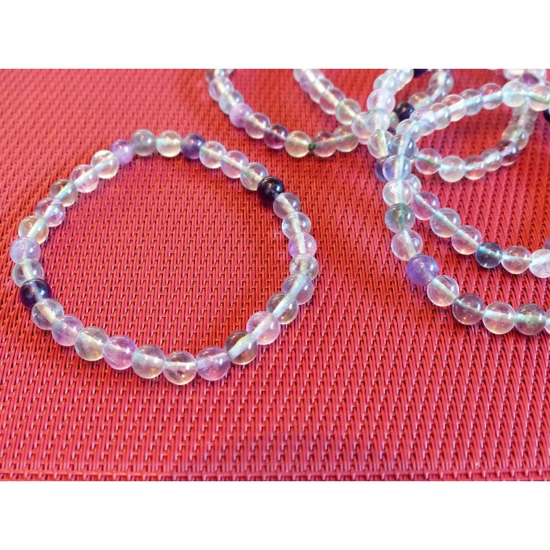 Bracelet Fluorite ou fluorine Multicolore en perles de 6mm