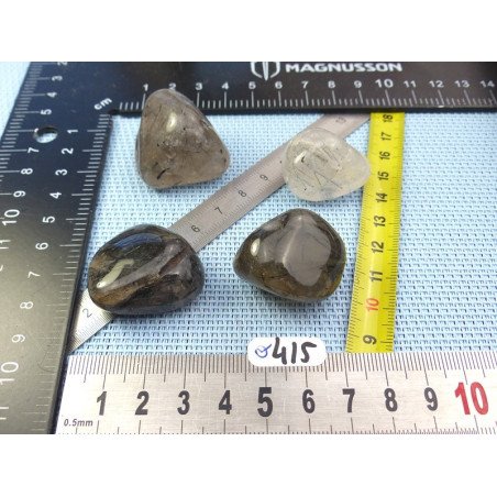 Quartz Tourmaline Lot de 4 Pierres Roulées 91g | Minéraux Paubrasil