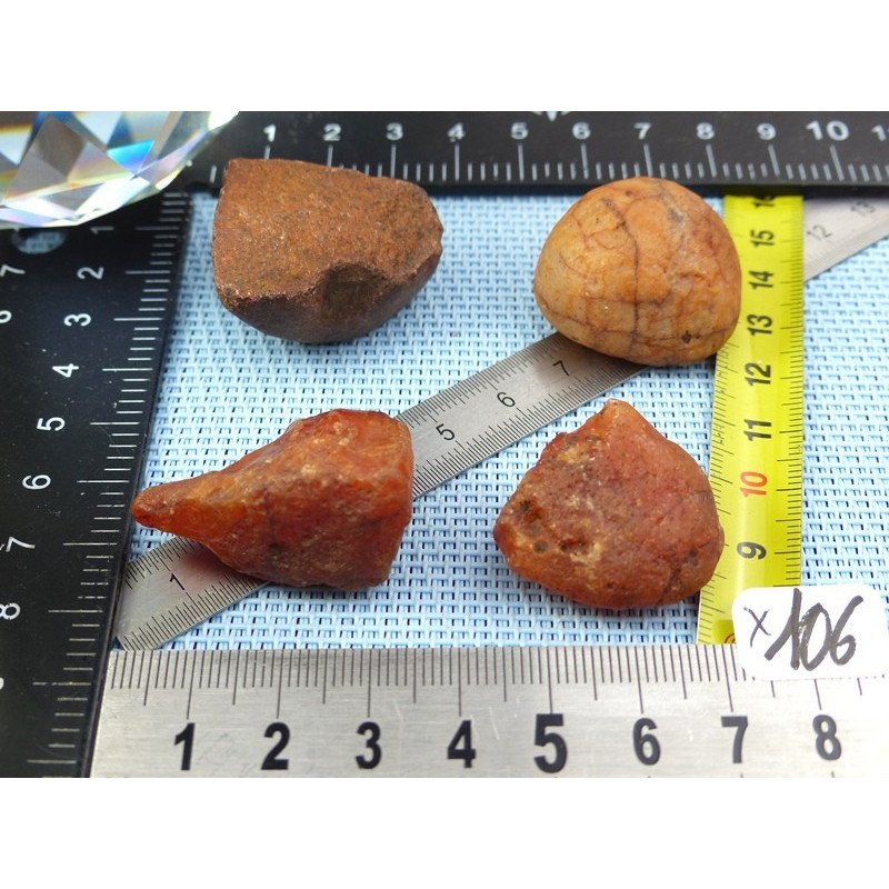 Cornaline Lot de 4 Pierres Brutes 69g | Minéraux Paubrasil