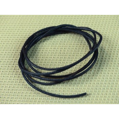Cordon coton tresseé noir diamètre 1mm au mètre