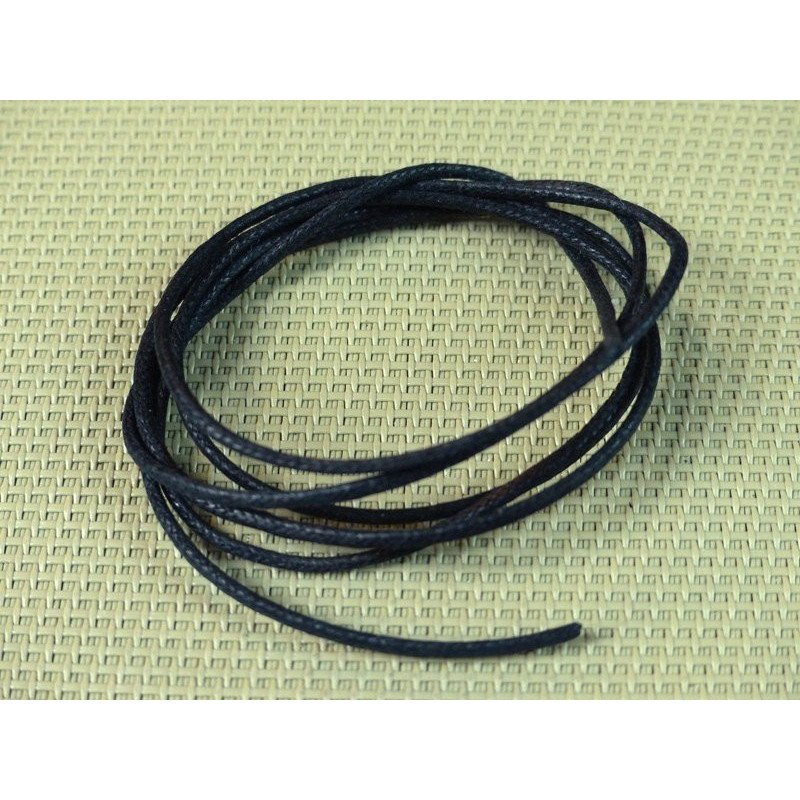 Cordon coton tresseé noir diamètre 1mm au mètre
