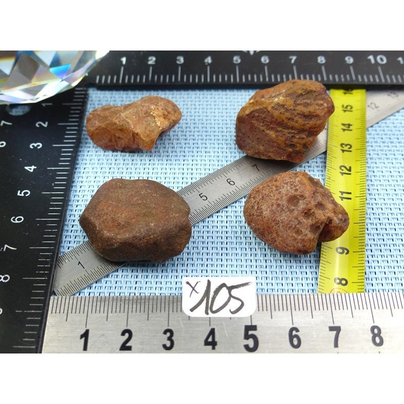 Cornaline Lot de 4 Pierres Brutes 54g | Minéraux Paubrasil