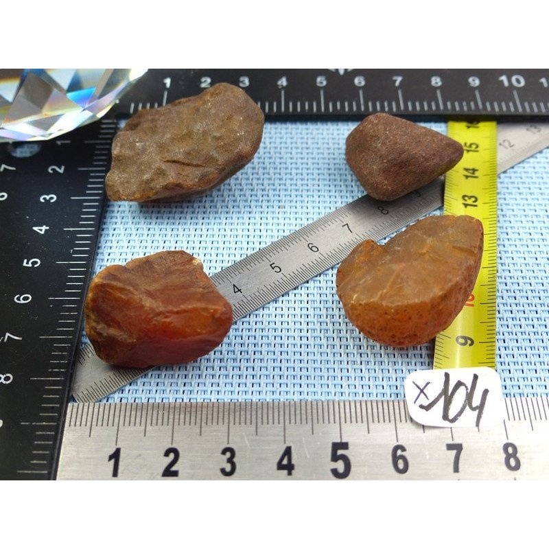 Cornaline Lot de 4 Pierres Brutes 66g | Minéraux Paubrasil