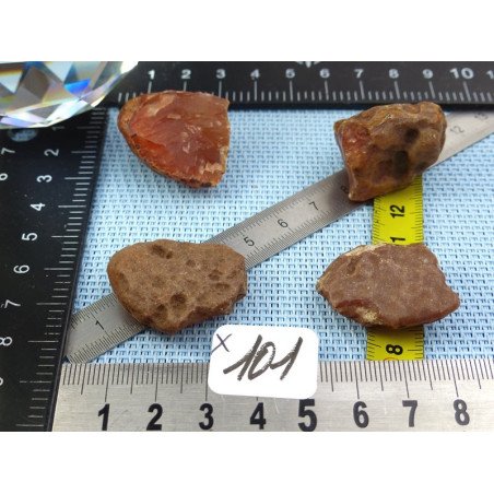 Cornaline Lot de 4 Pierres Brutes 52g | Minéraux Paubrasil