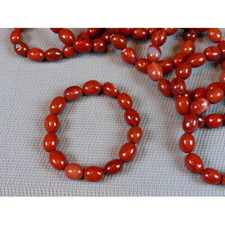Bracelet Jaspe Rouge en pierres roulées XL . Bracelet Jaspe Rouge en pierres roulées XL .