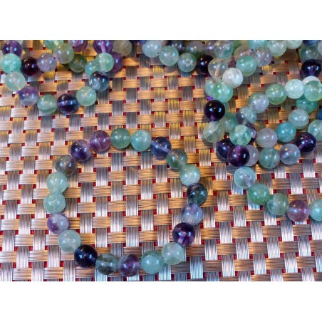 Bracelet Fluorite ou fluorine Multicolore en perles de 10mm .