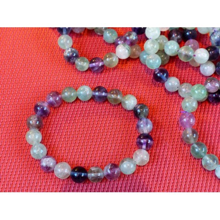 Bracelet Fluorite ou fluorine Multicolore en perles de 10mm .