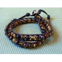 Bracelet lacet cuir OEIL DE TIGRE en perles de 6mm