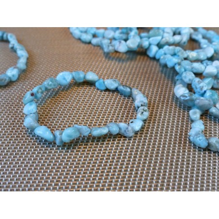 Bracelet Larimar - Pectolite bleue en mini pierres roulées Q Extra