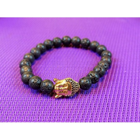 Bracelet Buddha PIERRE DE LAVE en perles de 8mm